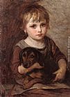 Young Girld and her Dachshund by Mihaly Munkacsy